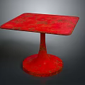 Stylish Red Furniture Table With Square Top And Conical Base Design