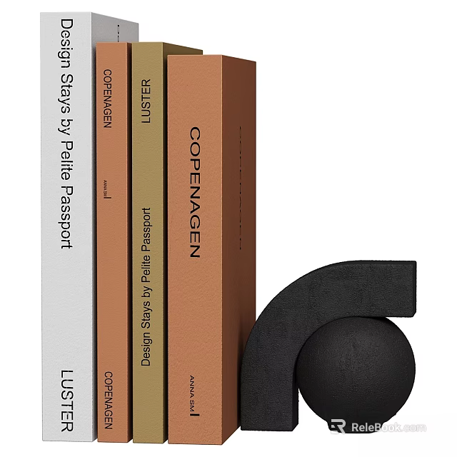 Stylish Design Books Featuring Copenhagen Luster Palette And Geometric Decorative Object 3d model 