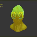 Fierce Character Head Model With Red Skin Black Spiky Hair And White Eyes