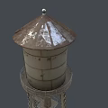 Rusted Metal Water Tower Architectural Component With Industrial Support Frame Design 3d model