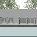 Public Facilities With Modern Stainless Steel Turnstiles And Glass Barriers In Outdoor Setting