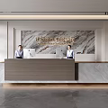 Company Front Desk Background Wall Reception Area Bar Desk Reception Desk Lobby Simple Lobby 3d model