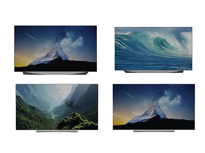 Stunning TV Screens Showcasing Mountain Ocean Wave Forest And Starry Sky Views 3d model
