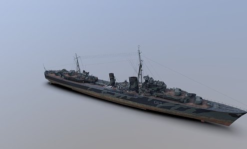 modern warship battleship destroyer 3d model