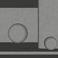 Gray Concrete Wall Minimalist Interior Design With Decorative Spheres And Smooth Surface 3d model
