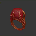 Ornate Gold Ring Featuring Red Gemstone And Intricate Dragon Claw Design