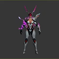 Futuristic Character Design With Mechanical Creature Features Pink Purple Accents And Armored Body