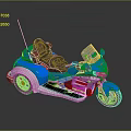 Modern Blue Motorcycle With Sidecar Chrome Parts And Leather Seats On Reflective Surface
