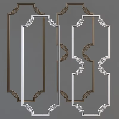 Ornate Carved Decorative Lines Frame Design For Elegant Wall Architecture Details 3d model