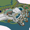 Modern Waterfront Hotel Building Featuring Circular Design Multi Storey Structure And Green Landscaping