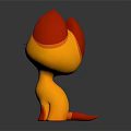 Cute Cartoon Cat Character with Yellow Body Red Ears and Big Blue Eyes