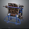 Industrial Mechanical Equipment Featuring Multiple Cylinders Blue Metal Stand And Complex Structure