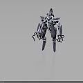 Futuristic Robot Character And Mechanical Creature 3D Model With Claw Hands And Geometric Design