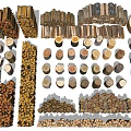 Modern Stakes Log Stakes Landscape Tree Stool Seat Country Firewood Pile 3d model