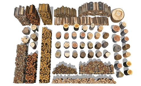 Modern Stakes Log Stakes Landscape Tree Stool Seat Country Firewood Pile 3d model