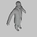 Bald Headed Game Movie Character In White Lab Coat With Red Tie And Glasses