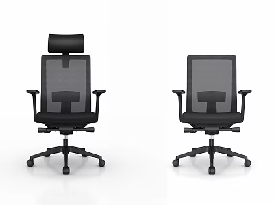 Ergonomic Black Office Chair With Mesh Backrest And Adjustable Headrest Swivel Base 3d model