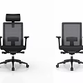 Ergonomic Black Office Chair With Mesh Backrest And Adjustable Headrest Swivel Base