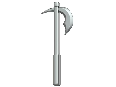 Medieval Scythe Weapon With Long Metal Handle And Curved Blade Design 3d model