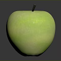 Fresh Green Apple With Smooth Surface And Shiny Reflection On Dark Background 3d model