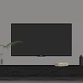 Modern TV Stand with Flat Screen TV Vase with Plant Books and Decorative Ornaments