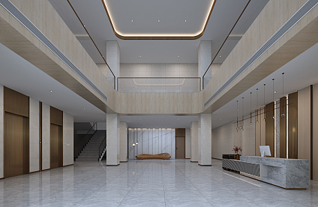 Modern Hall Office Building Reception Hall 3d model