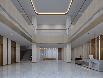 Modern Hall Office Building Reception Hall 3d model