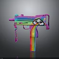 Colorful Toy Gun With Rainbow Stripes And Cute Cartoon Cloud Design