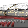 Award Ceremony Stage Setup With Red White Seats And Bright Lighting 3d model