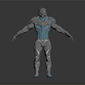 Futuristic Sci Fi Humanoid Armor With Blue Glowing Lines And Detailed 3D Render Design