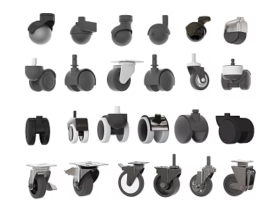 Different Types of Wheels with Various Designs Sizes Materials and Applications for Equipment 3d model