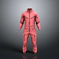 Pink Jumpsuit With Stand Collar Long Sleeves Zipper And Pockets Design