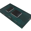 Intel Core Processor Chip With Dual Black Core Modules On Green Circuit Board