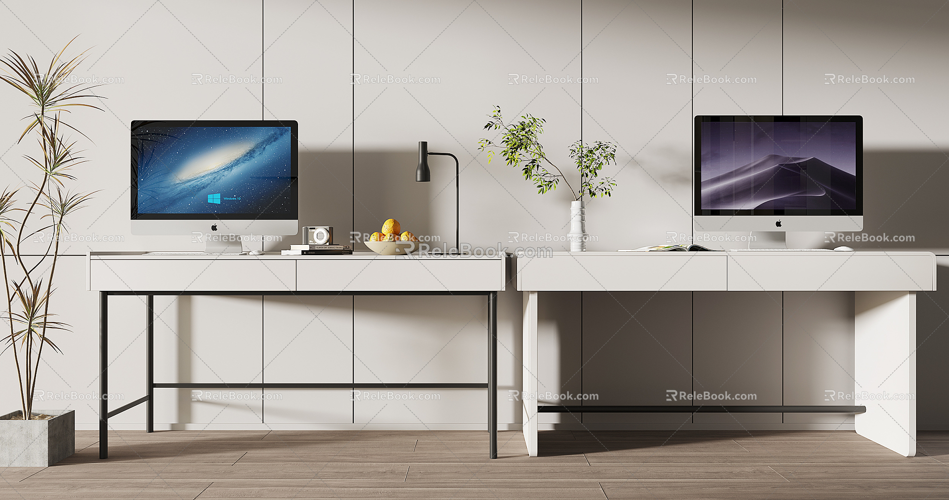 Modern desk desk combination 3d model