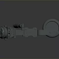 Gray Industrial Mechanical Part With Metal Wheel And Connecting Components Structure