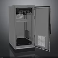 Modern Metal Electronic Equipment Cabinet With Open Door And Internal Shelf