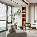 Modern Minimalist Living Room Interior Design With Sofa Coffee Table Armchair And Plants