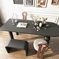 Elegant Restaurant Interior With White Walls Framed Artworks Dining Table Chairs And Wooden Flooring