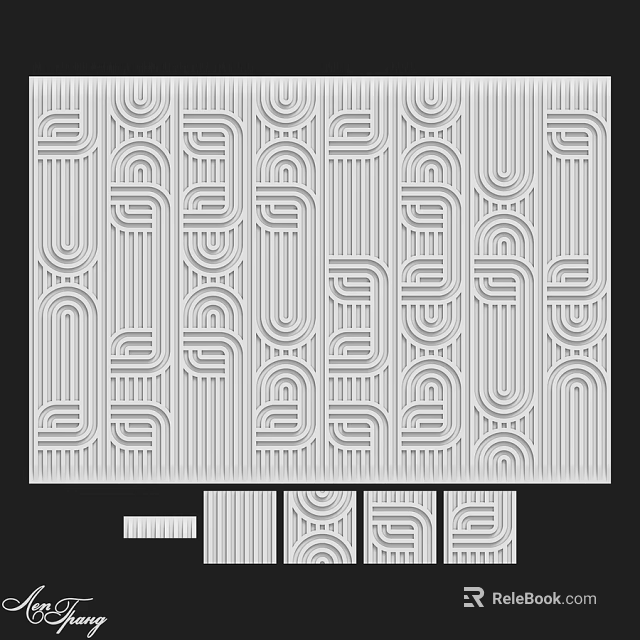 Modern Decorative Building Components With Geometric Repeating Curves And Linear Wall Designs 3d model 