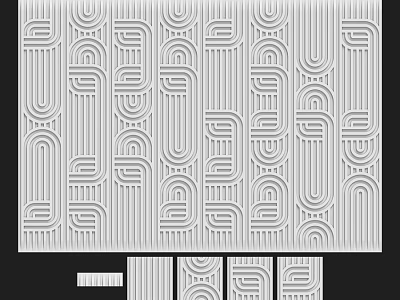 Modern Decorative Building Components With Geometric Repeating Curves And Linear Wall Designs 3d model