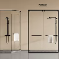 Modern Shower Sauna Design With Glass Doors Black Frames Marble Floor And Towel