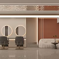Warm Stylish Beauty Hair Salon Interior Design With Comfortable Styling Chairs And Backlit Mirrors