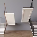 Modern Staircase Design With Wooden And Black Metal Railings White Steps Grey Wall Herringbone Floor
