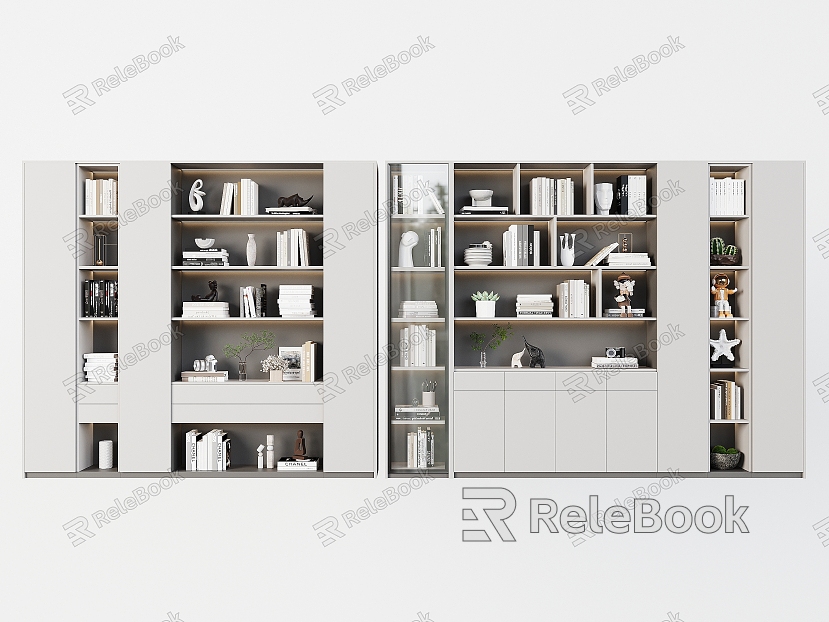 Study Bookcase Bookshelf Display Cabinet Locker Decorative Cabinet Book Book Ornaments model