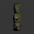 Natural Stone Wall Construction Element With Irregular Blocks And Green Moss