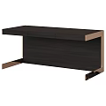 Sleek Dark Wood Desk With Metallic Legs And Built In Drawers