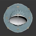 Detailed Spherical Structure With Blue Base And Metal Supporting Frames