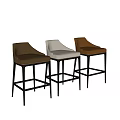 Modern Velvet Upholstered Bar Stools In Green Brown Grey Colors With Sleek Black Metal Frame