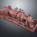 Rusty Industrial Equipment Featuring Mechanical Cylinders And Metal Base Pipes