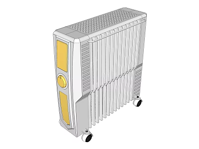 Portable Electric Oil Heater With Heating Fins Control Knob And Wheels 3d model